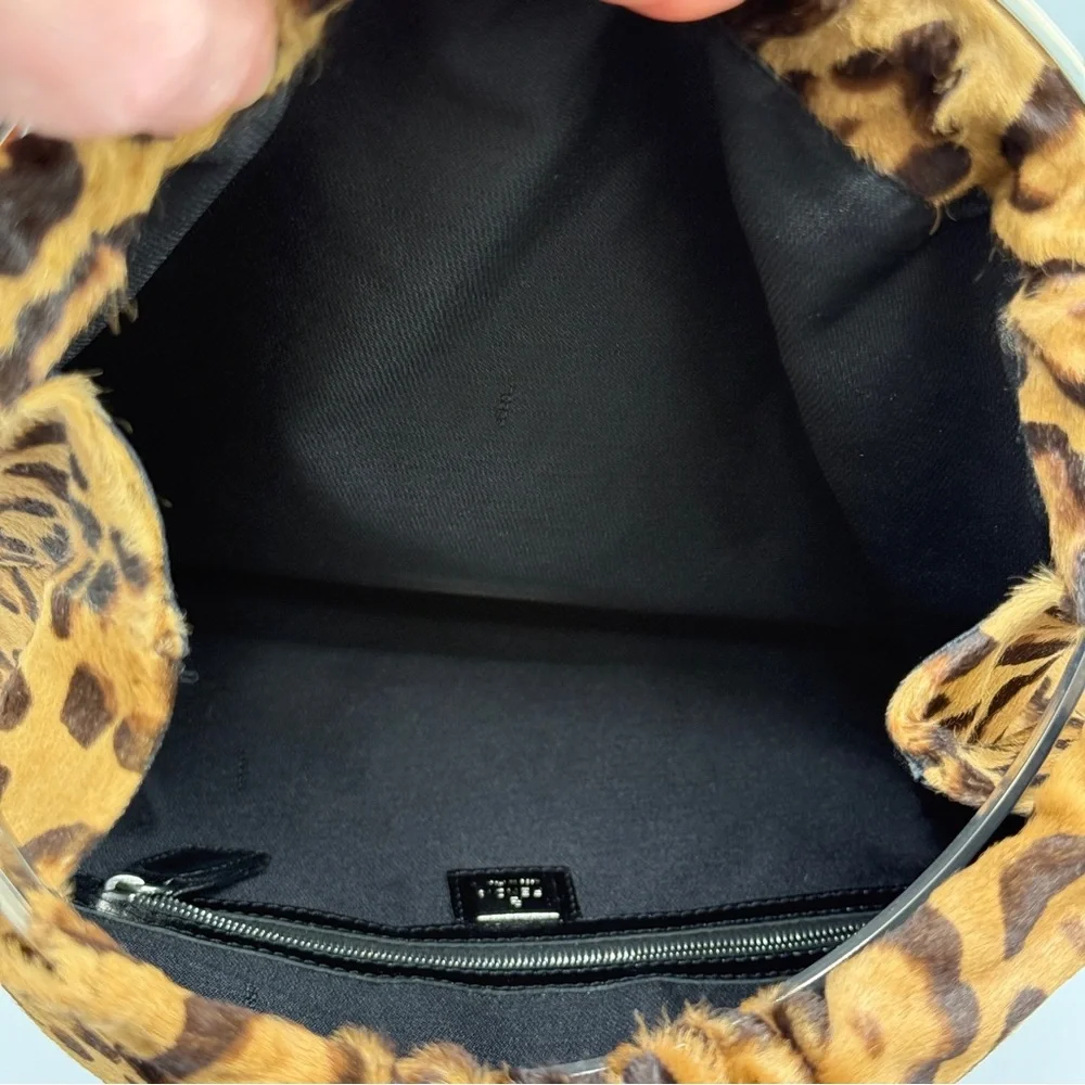 Fendi Leopard Print Hobo Bag with Black Accents